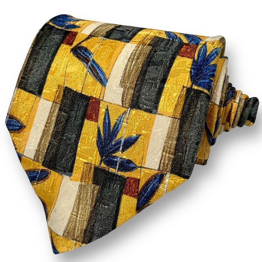 ERMENEGILDO ZEGNA Men’s Vintage Designer Multicolored Abstract 100% Silk Tie